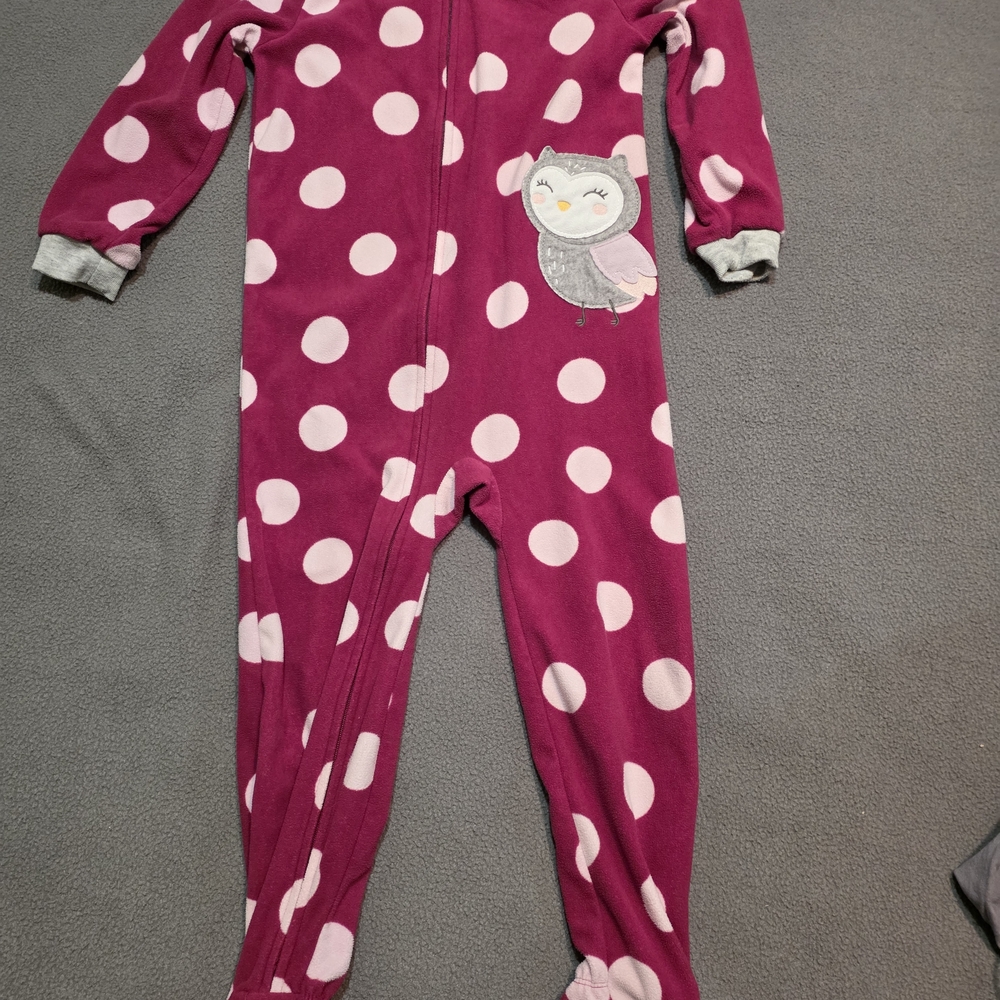 Carter's Magenta Polka Dot Footie with Owl Applique